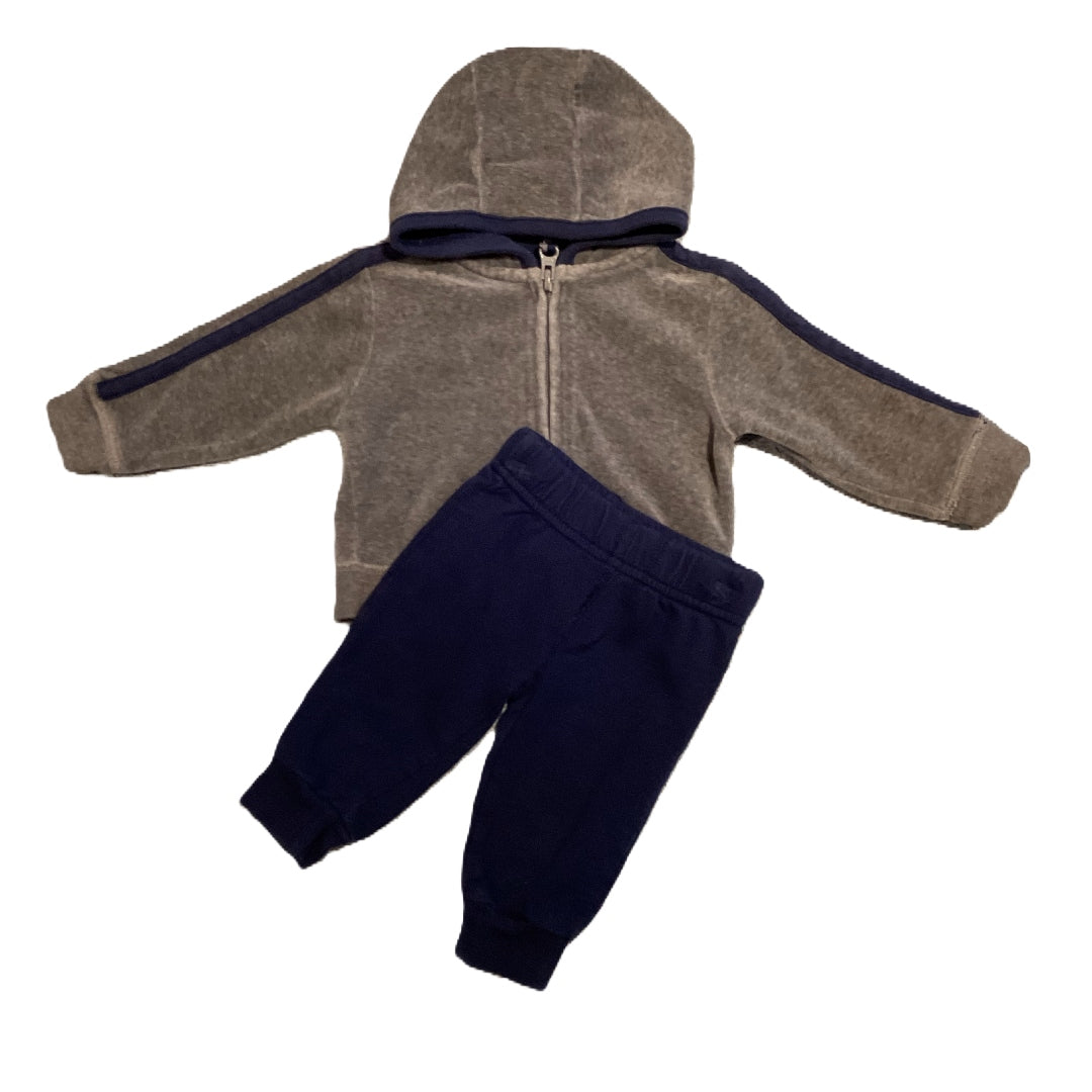 0-3 Boys Moonbeams Velour Two Toned Hooded Zip Sweatshirt, Child of Mine Pants