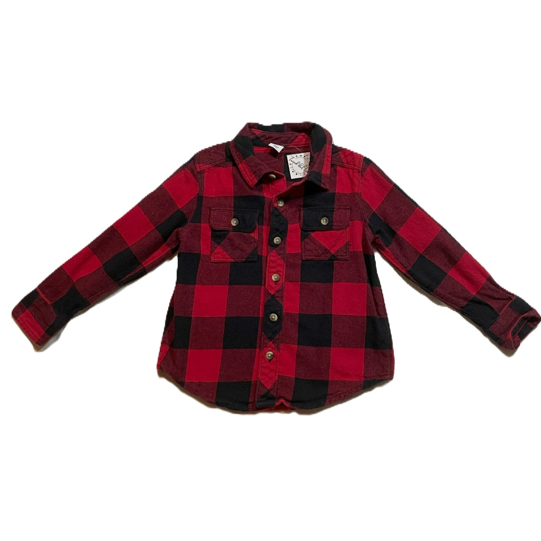 3T Boys Old Navy Black/Red Plaid Flannel Shirt