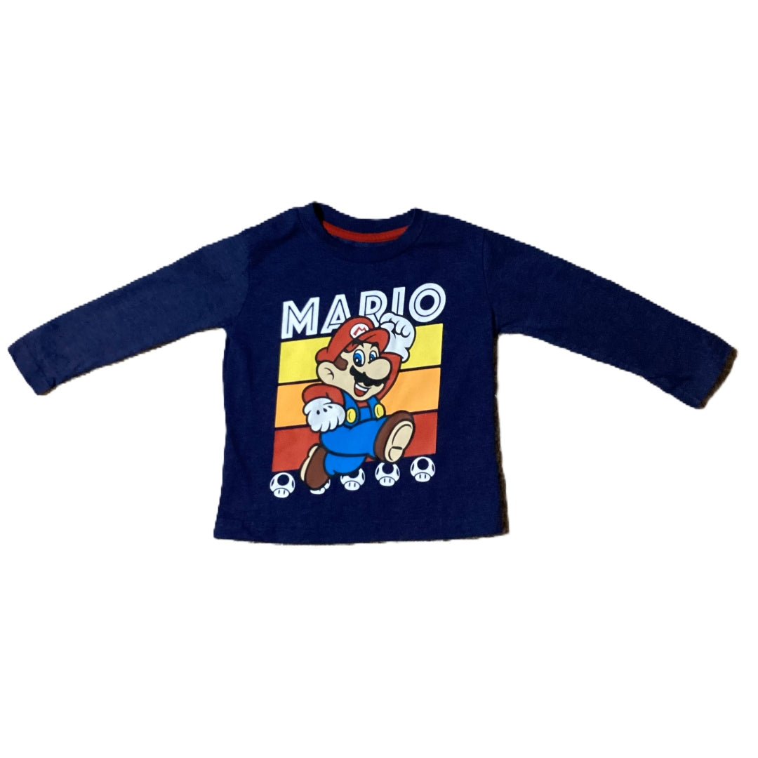 2T Boys Super Mario Blue Long Sleeve Tshirt