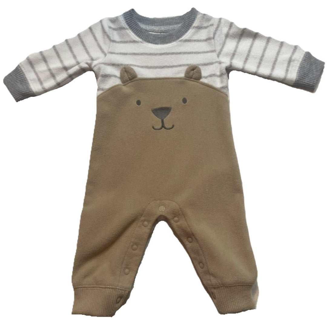 0-3 Boys Carter's Bear Face Fleece One Piece Outfit
