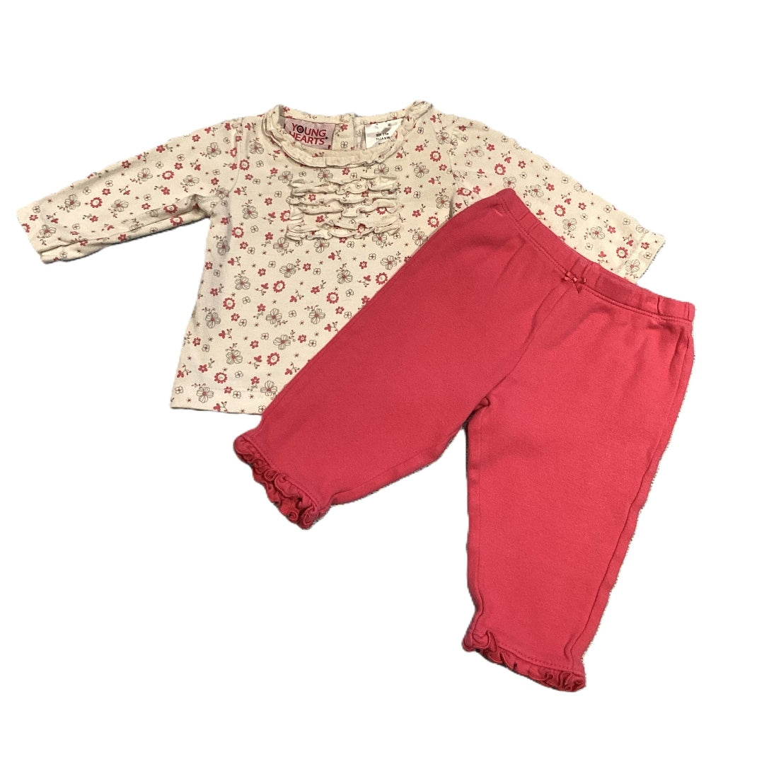 3-6 Girls Young Hearts Long Ivory Floral Sleeve Shirt, Carter's Leggings