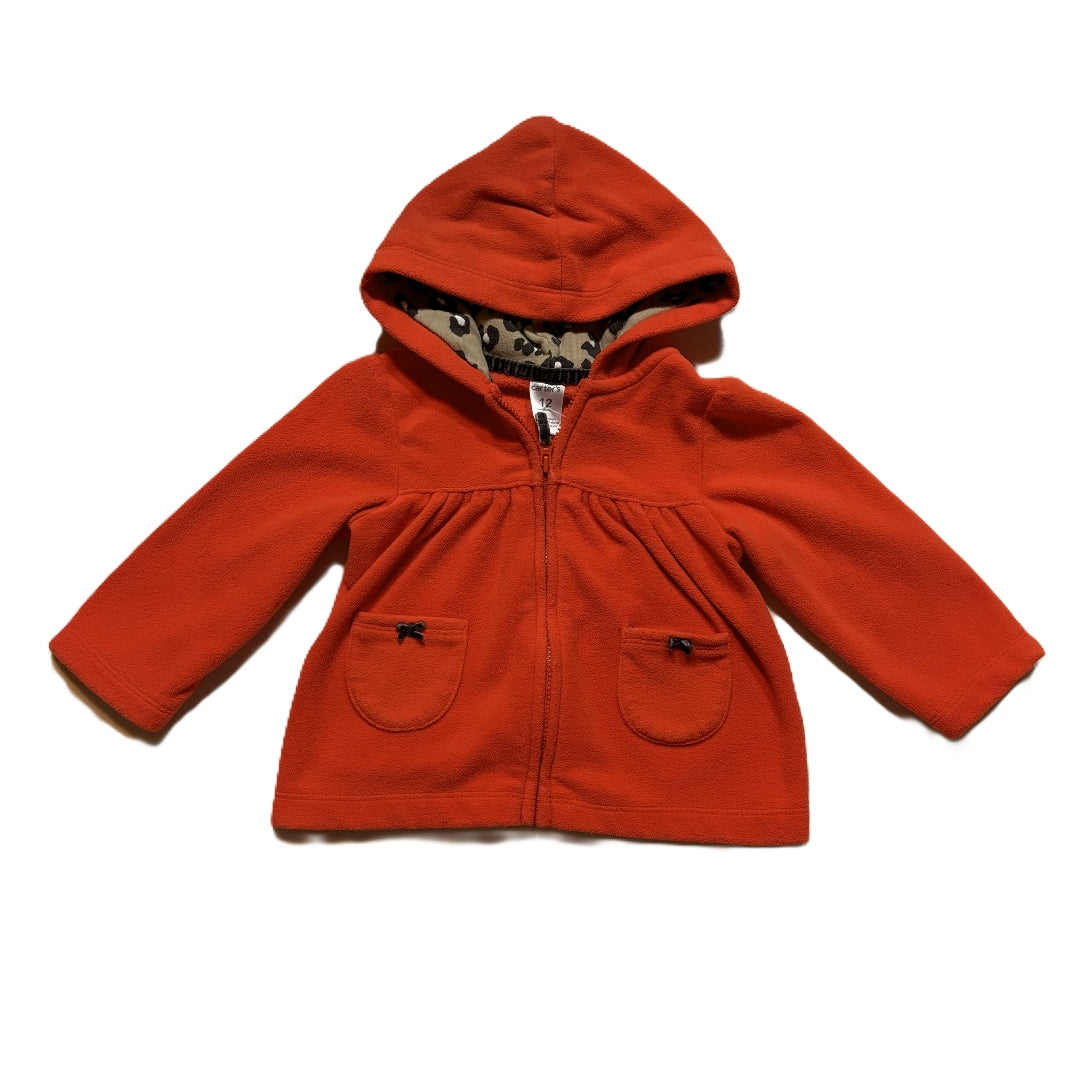 9-12 Girls Carter's Front Zip Orange/Brown Sweatshirt