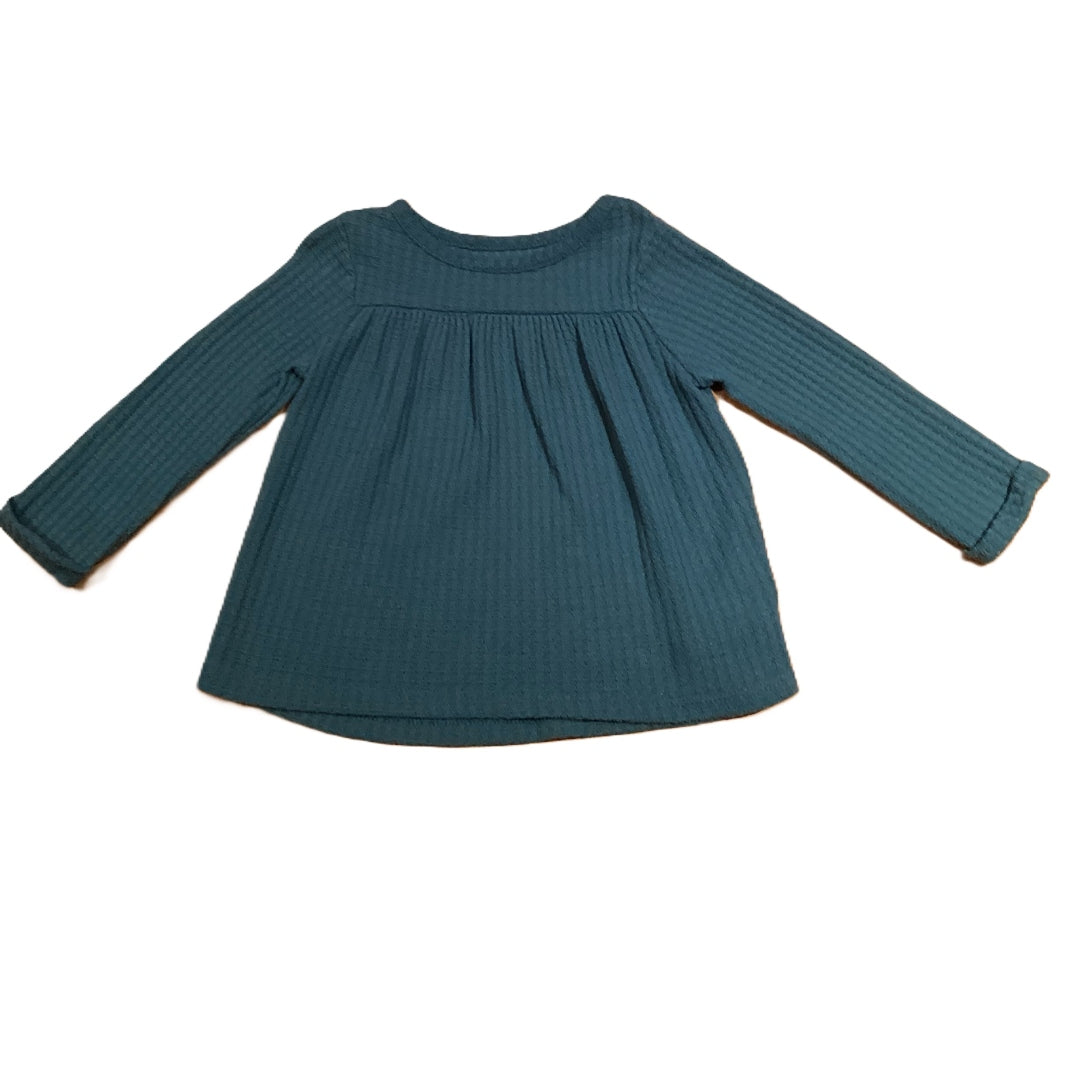 12-18 Girls Cat & Jack Dark Teal Waffle Shirt