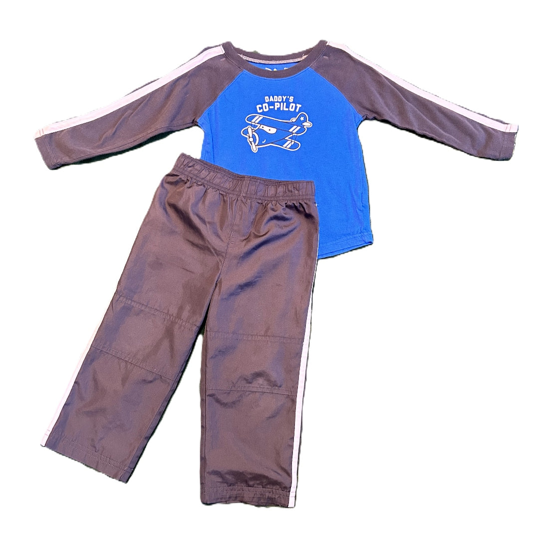 18-24 Boys Jumping Beans Blue/Black Daddy's Copilot Tshirt, Jumping Beans Track Pants