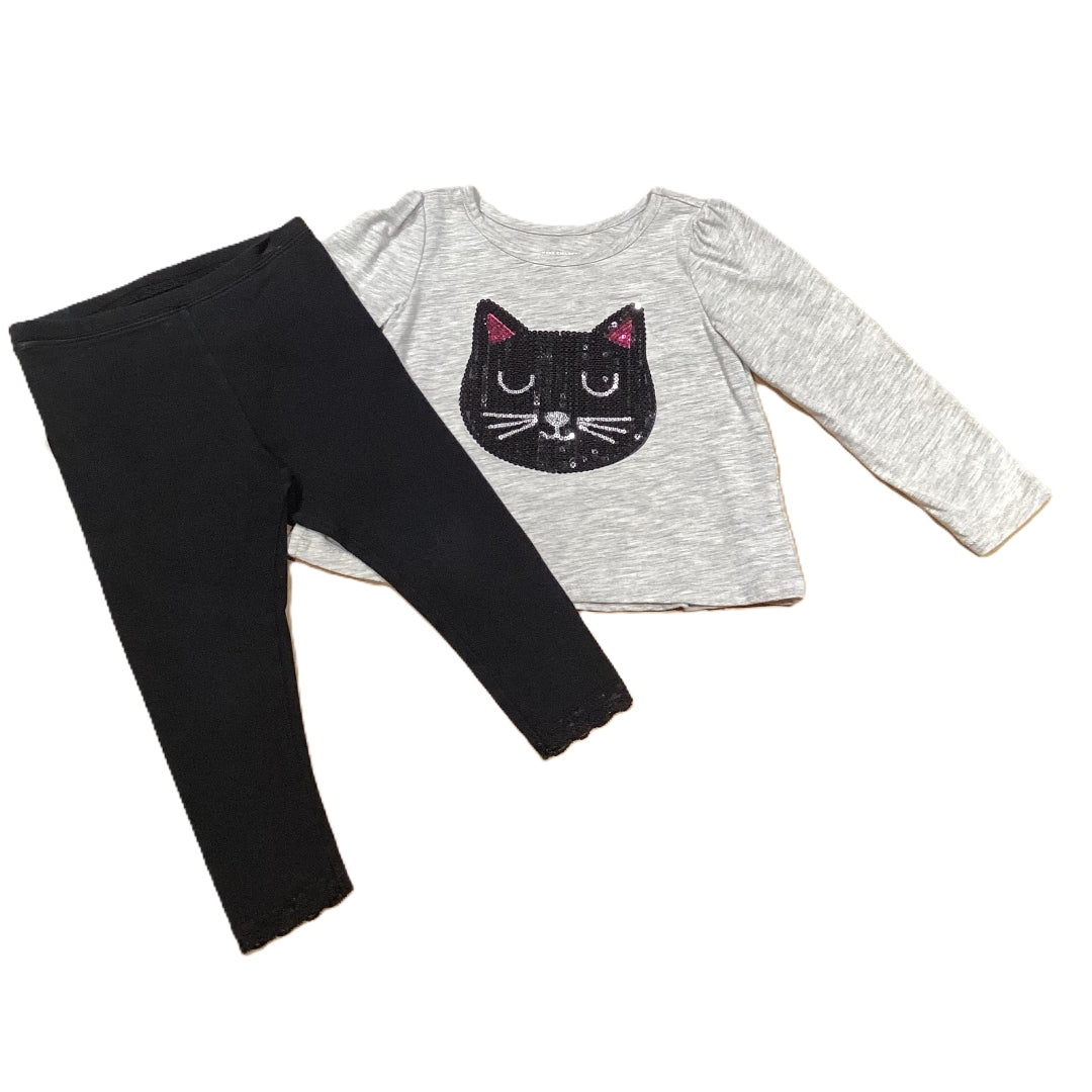 18-24 Girls Children's Place Long Sleeve Sequin Cat T-Shirt, Old Navy Leggings