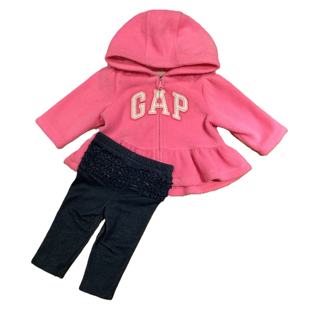 0-3 Girls Baby Gap Hooded Sweatshirt, Jumping Beans Leggings