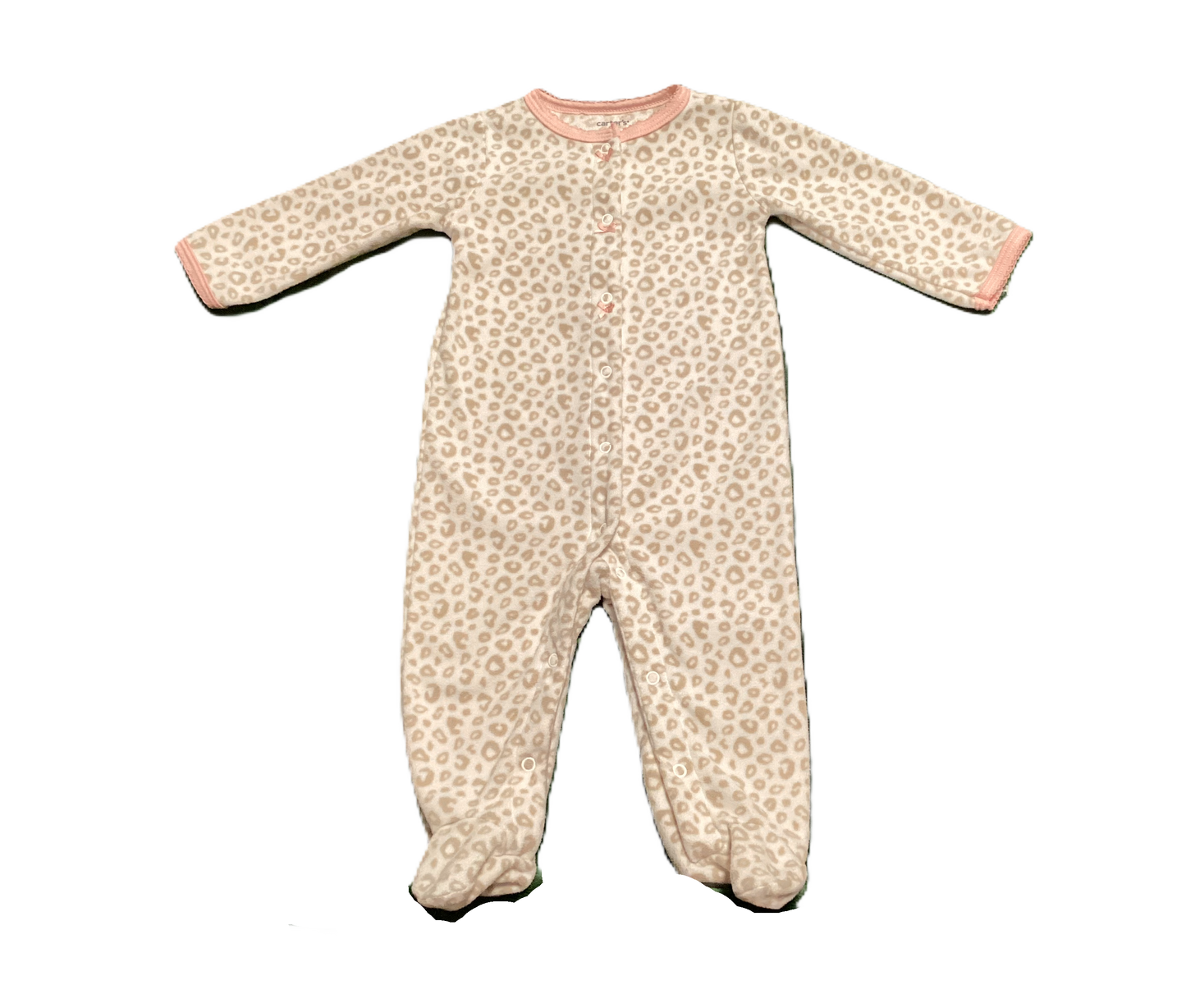 6-9 Girls Carter's White Animal Print Fleece Sleeper