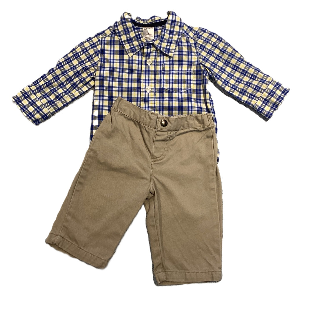 0-3 Boys Carter's Button Down Dress Shirt, Faded Glory Khakis