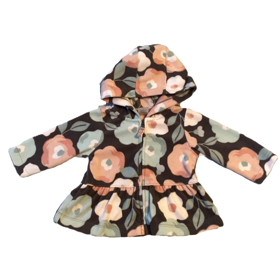 0-3 Girls Carter's Gray/Teal/Peach Front Zip Sweatshirt