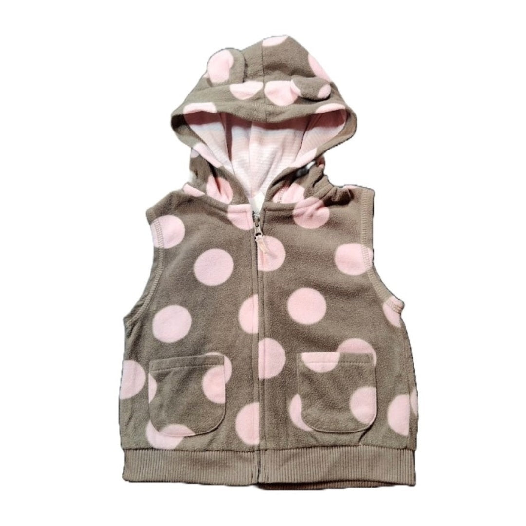 18-24 Girls Carter's Brown/Pink Polka Dot Fleece Vest