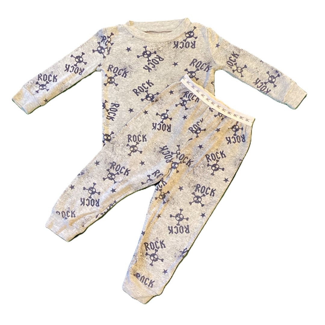 12-18 Boys Amy Coe Gray "Rock" 2 Piece Pajamas