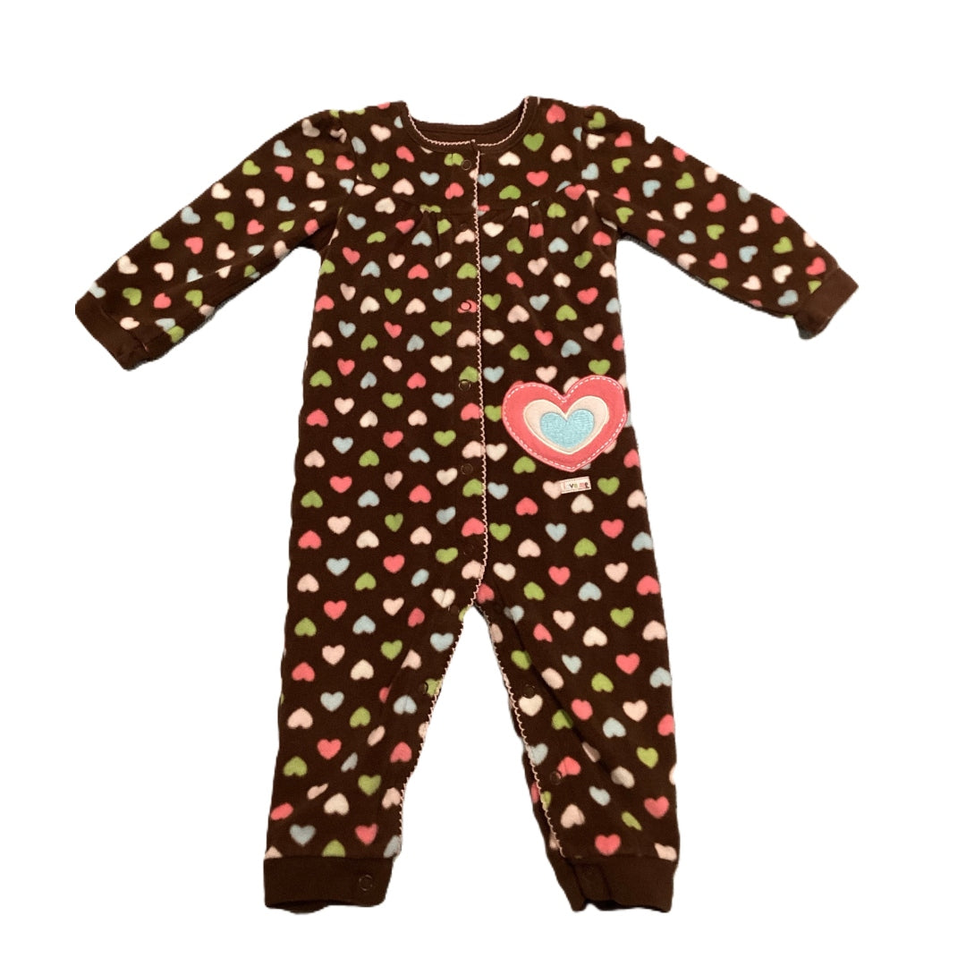 12-18 Girls Carter's Brown w/Hearts Fleece One Piece