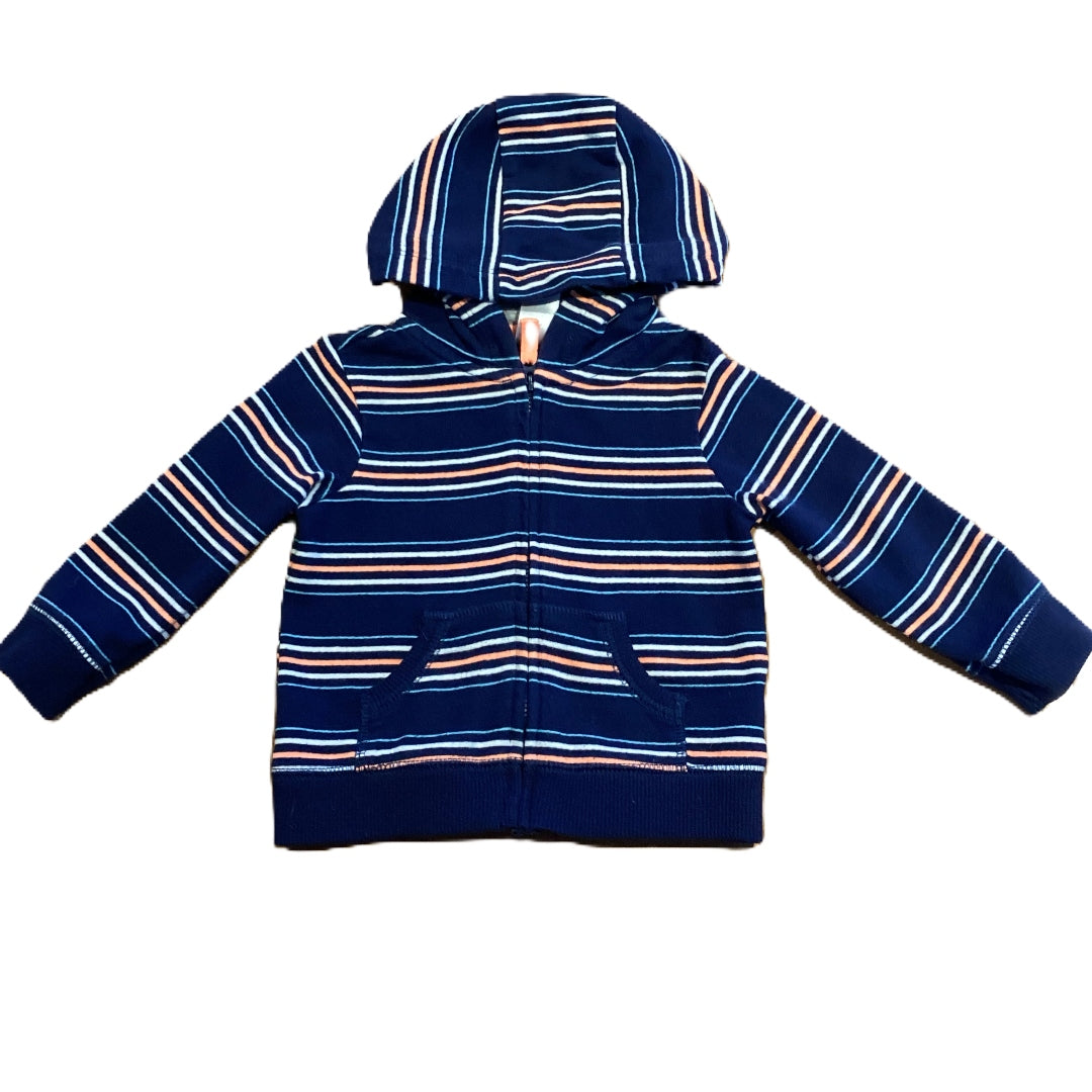 9-12 Boys Carter's Navy Striped Zip Up Sweatshirt