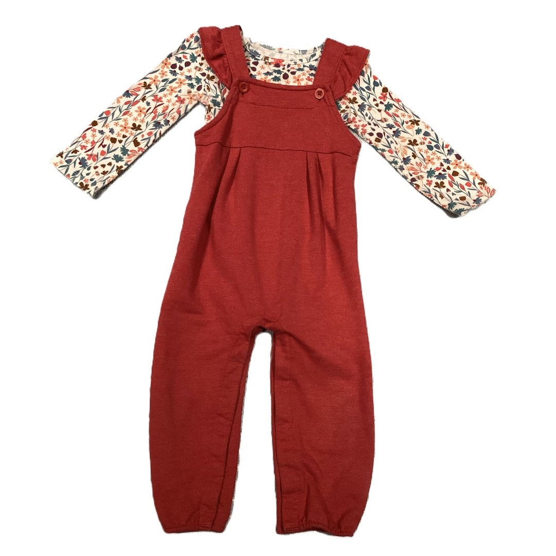 18-24 Girls Carters Floral Long Sleeve Onesie, Overall Set