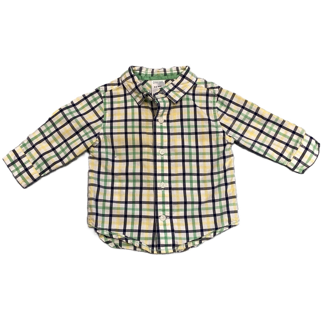 3-6 Boys Gymboree Green/Blue/Yellow Plaid Button Up Dress Shirt