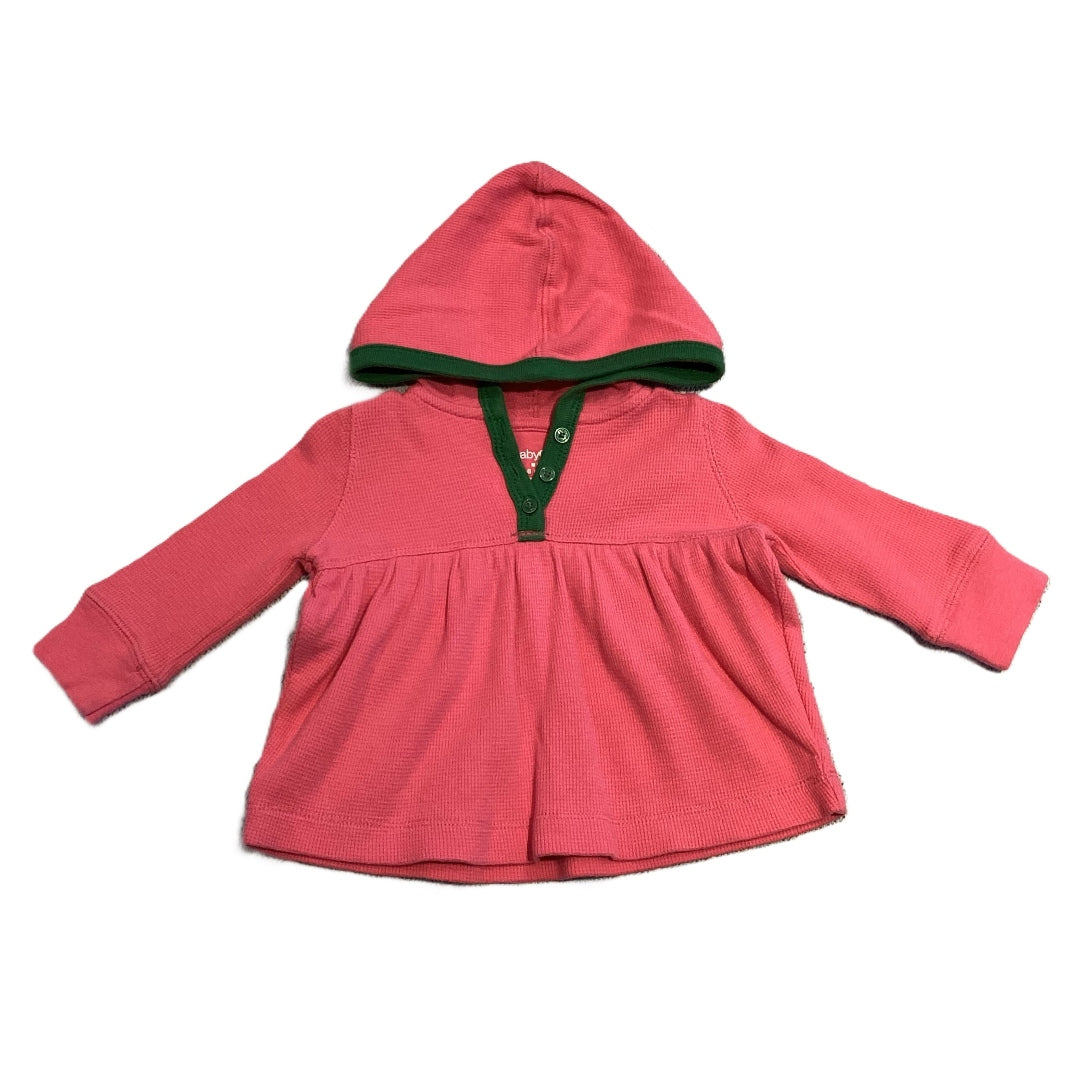 3-6 Girls Baby Gap Hot Pink and Green Hooded Waffle Shirt