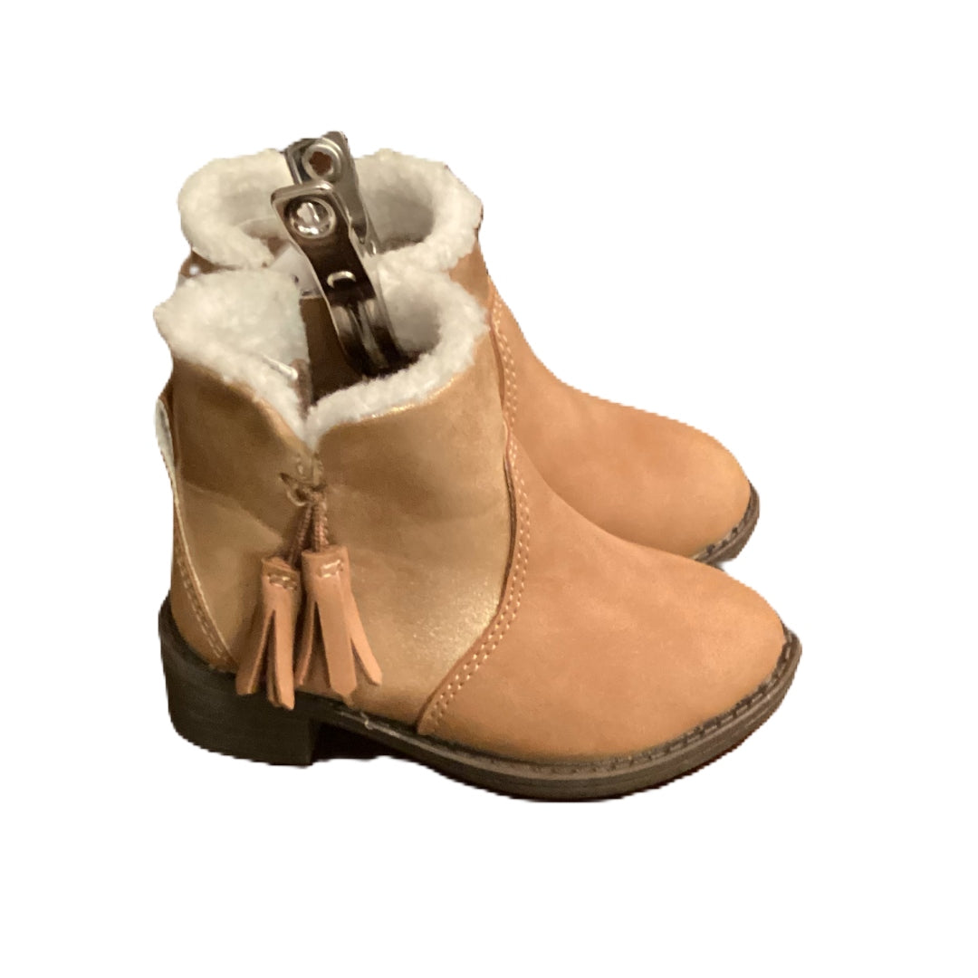 Size 5 Osh Kosh Tan Leather Boots w/Metallic Panel