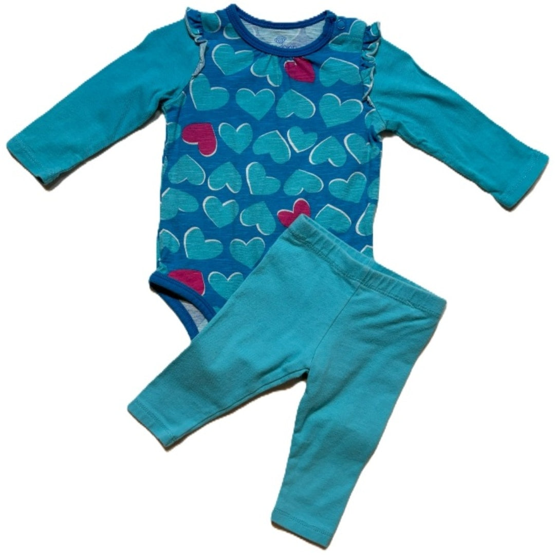 0-3 Girls Okie Dokie Blue Hearts Matched Set