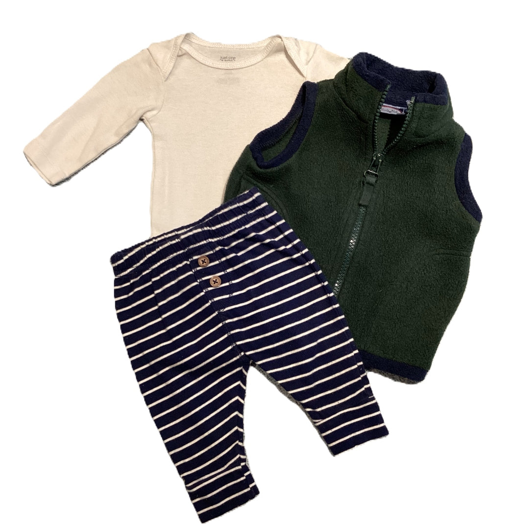 0-3 Boys Koala Kids Green/Blue Vest, Just One You Long Sleeve Onesie, Simple Joys Pants