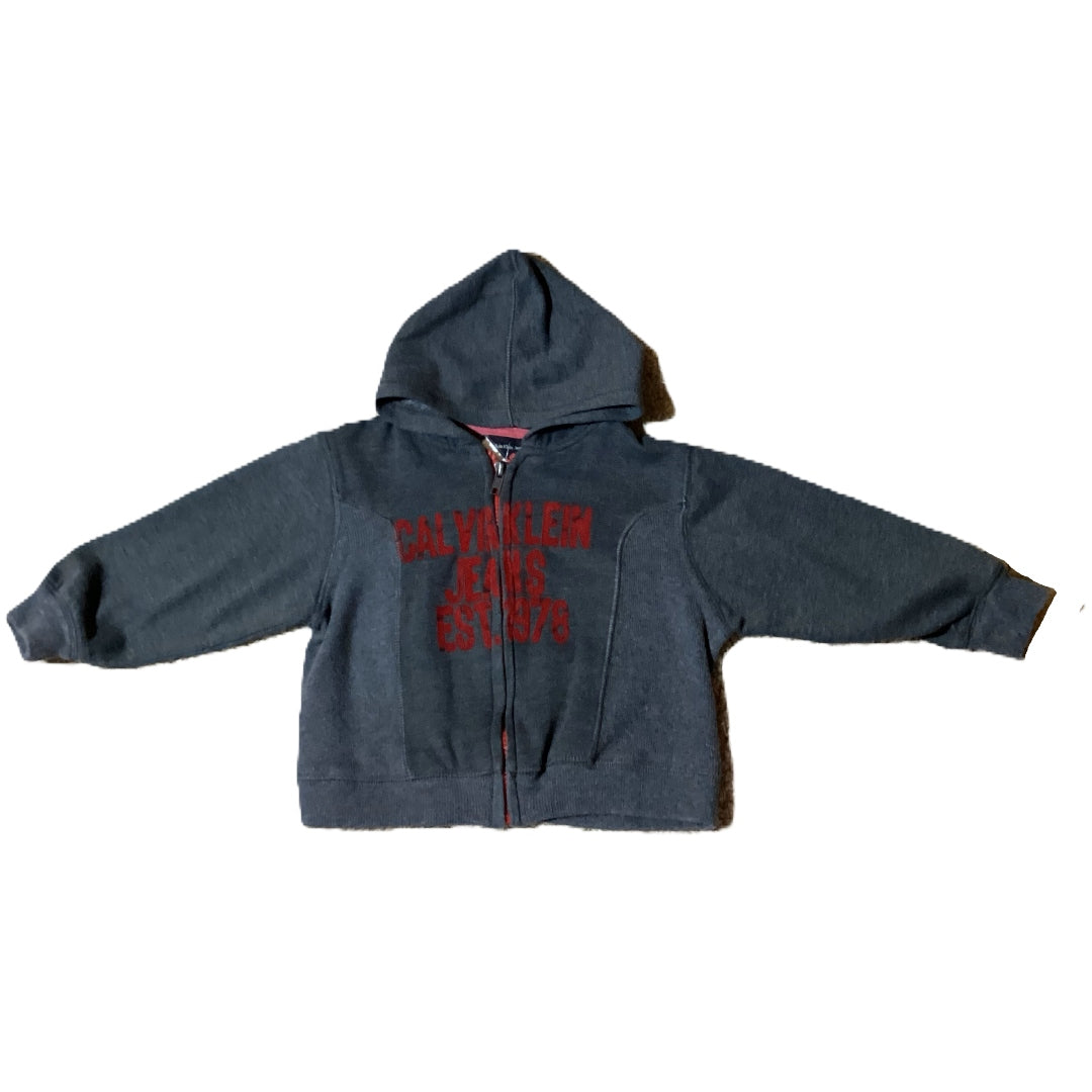 2T Boys Calvin Klein Gray Hooded Sweatshirt w/Red Print