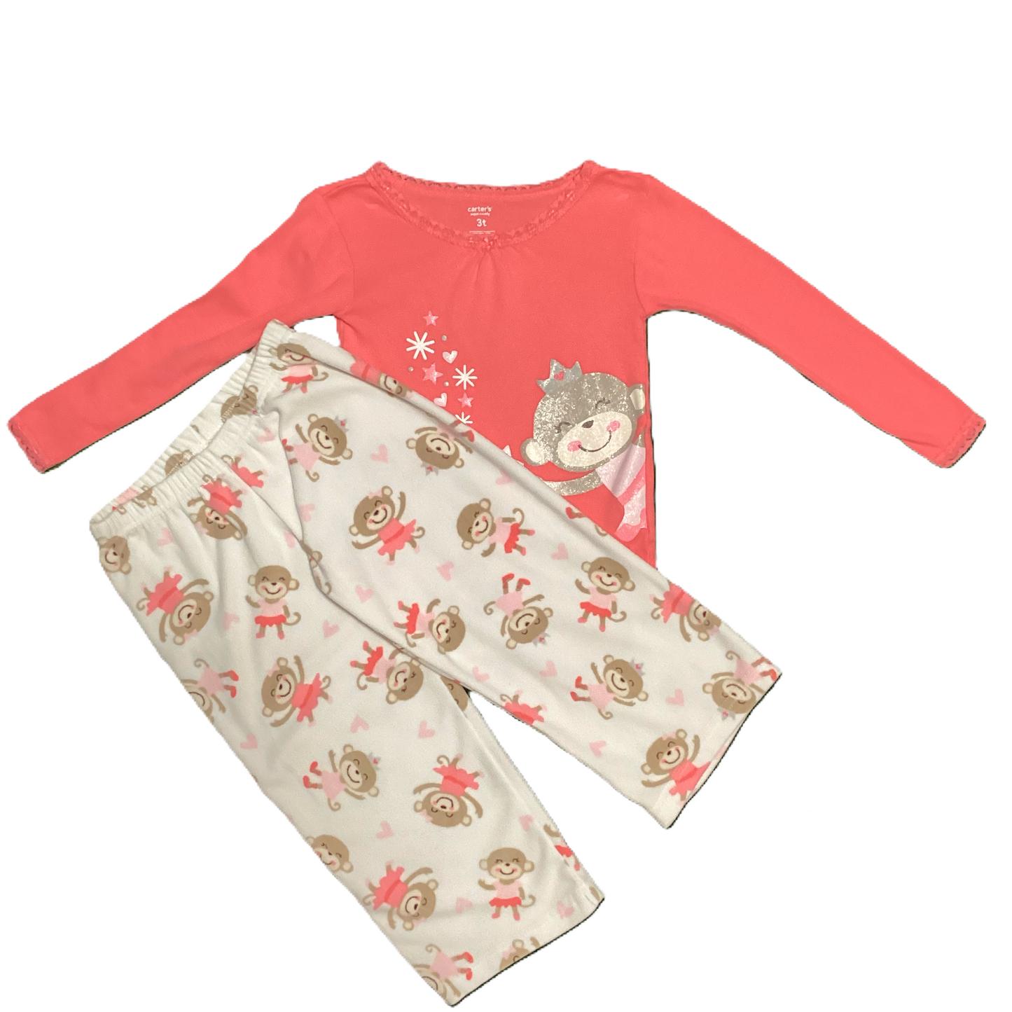 3T Girls Carter's Monkey Princess Pajama Set