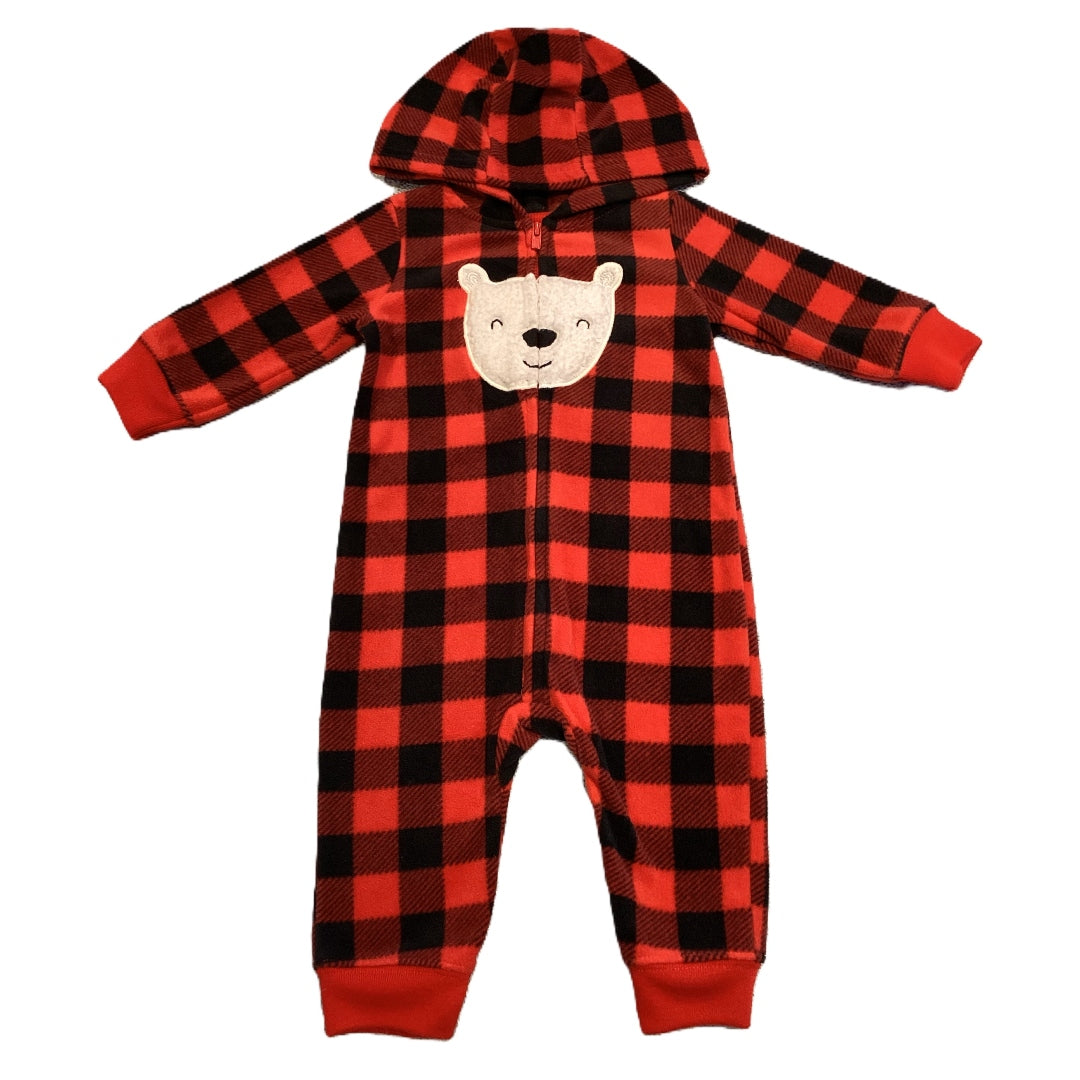 3-6 Boys Just One You Red/Black Red Hooded One Piece Outfit