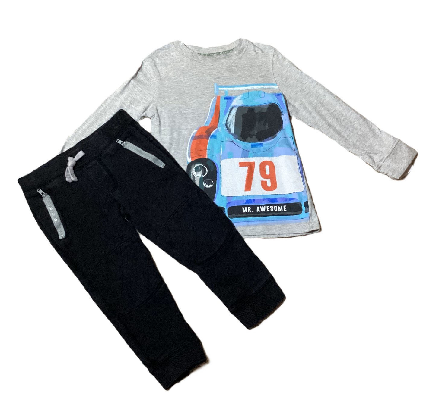 3T Boys Carter's Gray Long Sleeve Shirt w/Race Car, Gymboree Joggers