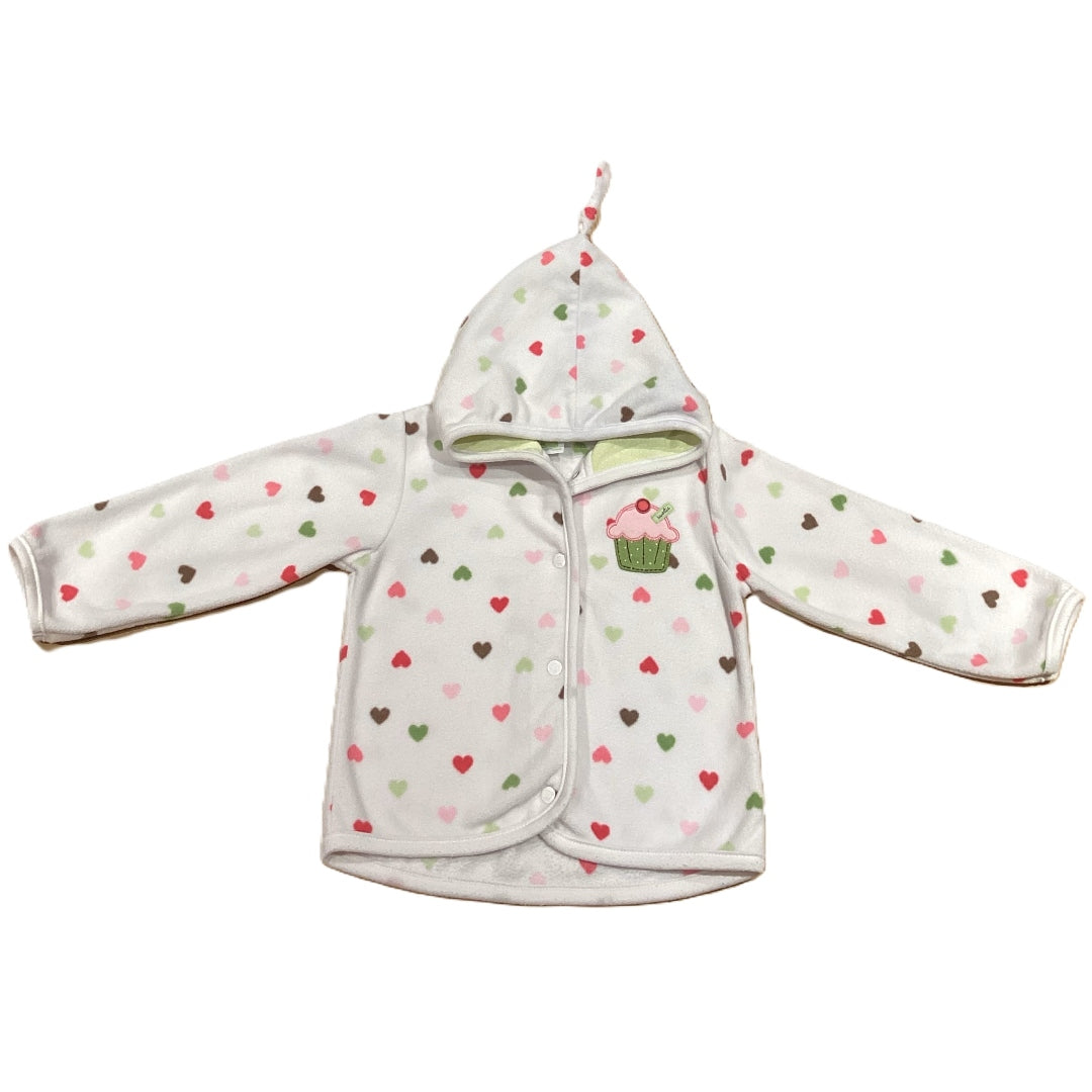 18-24 Girls Carter's Fleece Snap Heart Polka Dots Front Sweatshirt