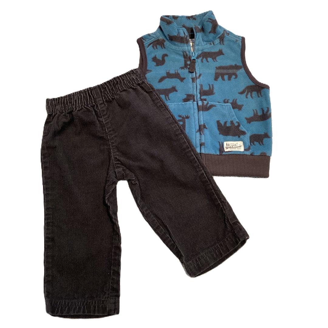3-6 Boys Carter's Blue/Gray Dino Vest, Carter's Corduroy Pants