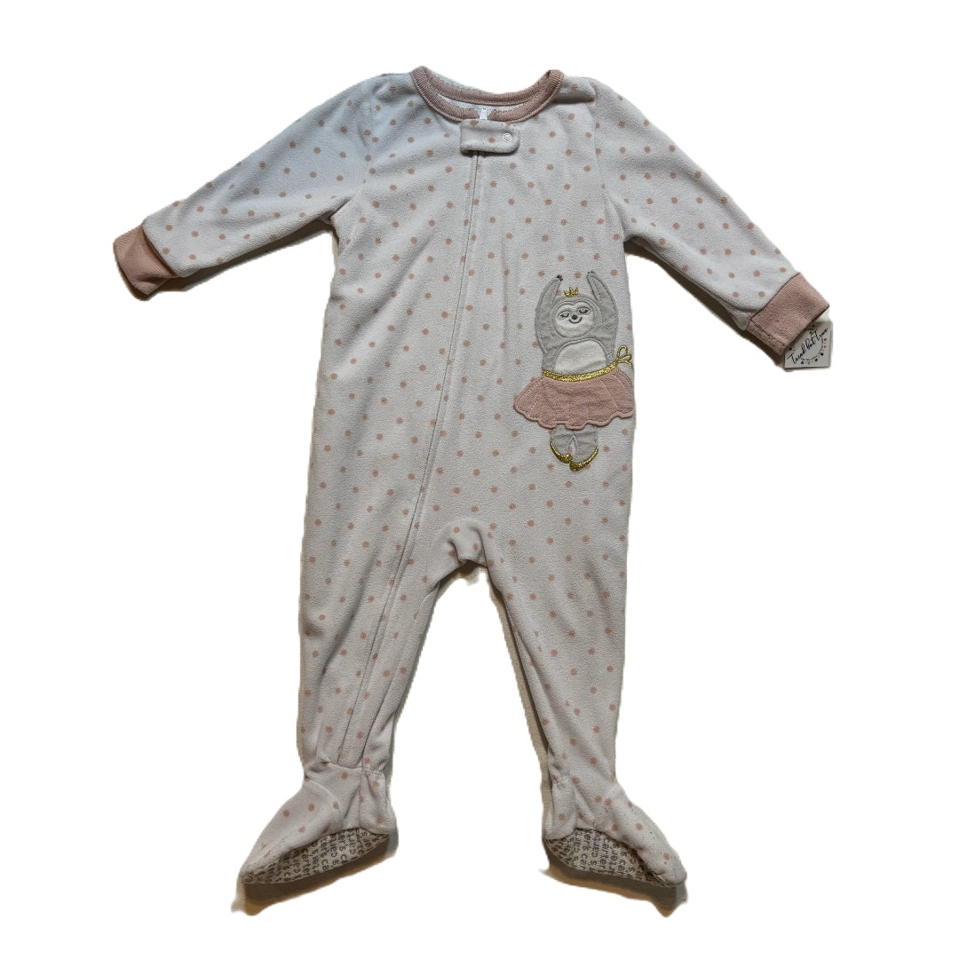 9-12 Girls Carter's Polka Dot Sloth Fleece Sleeper