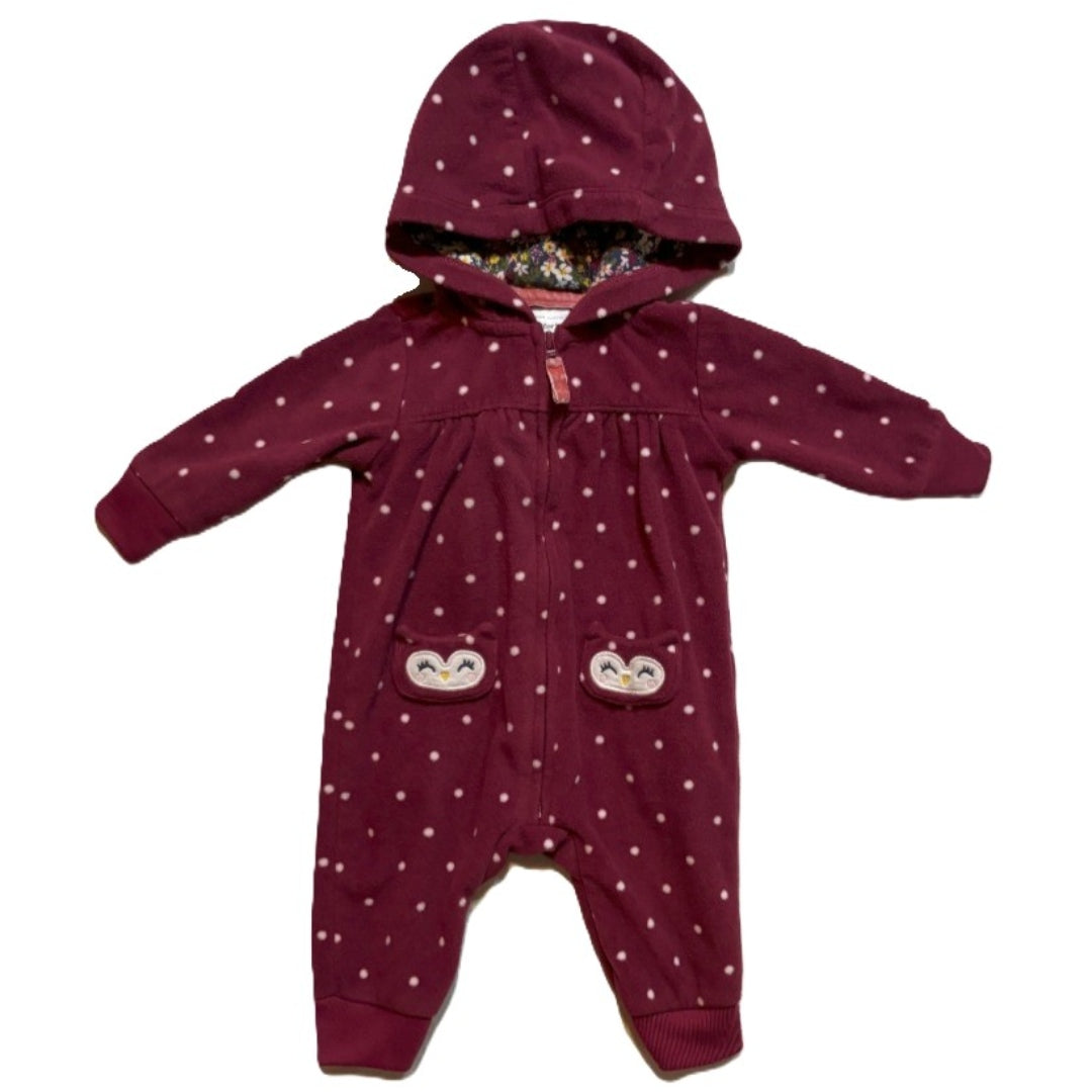 0-3 Girls Carter's Long Sleeve Owl Pocket Fleece Outfit