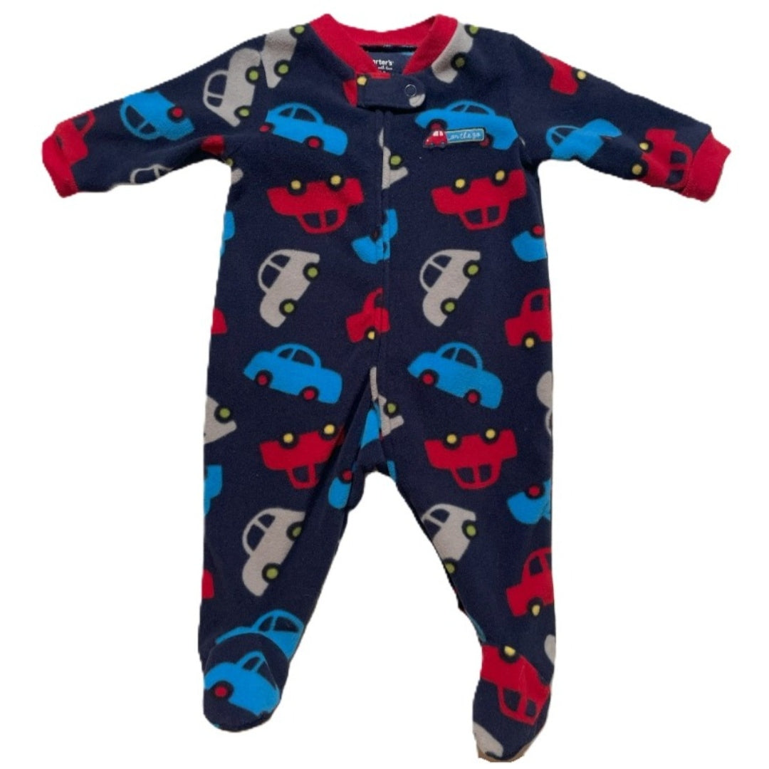 0-3 Boys Carter's Multi Color Car Fleece Sleeper