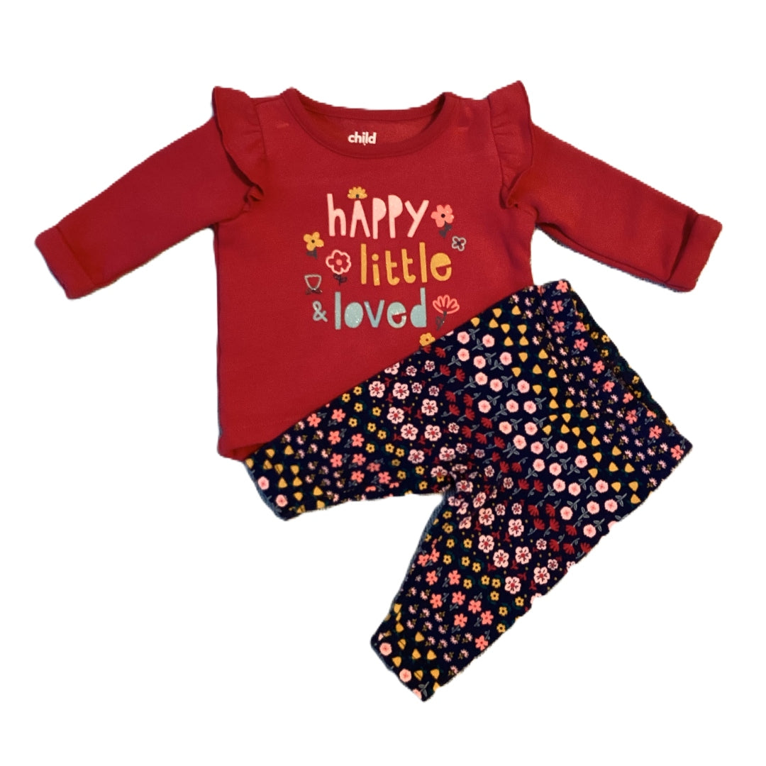 0-3 Girls Child of Mine Happy Little Loved Matched Set