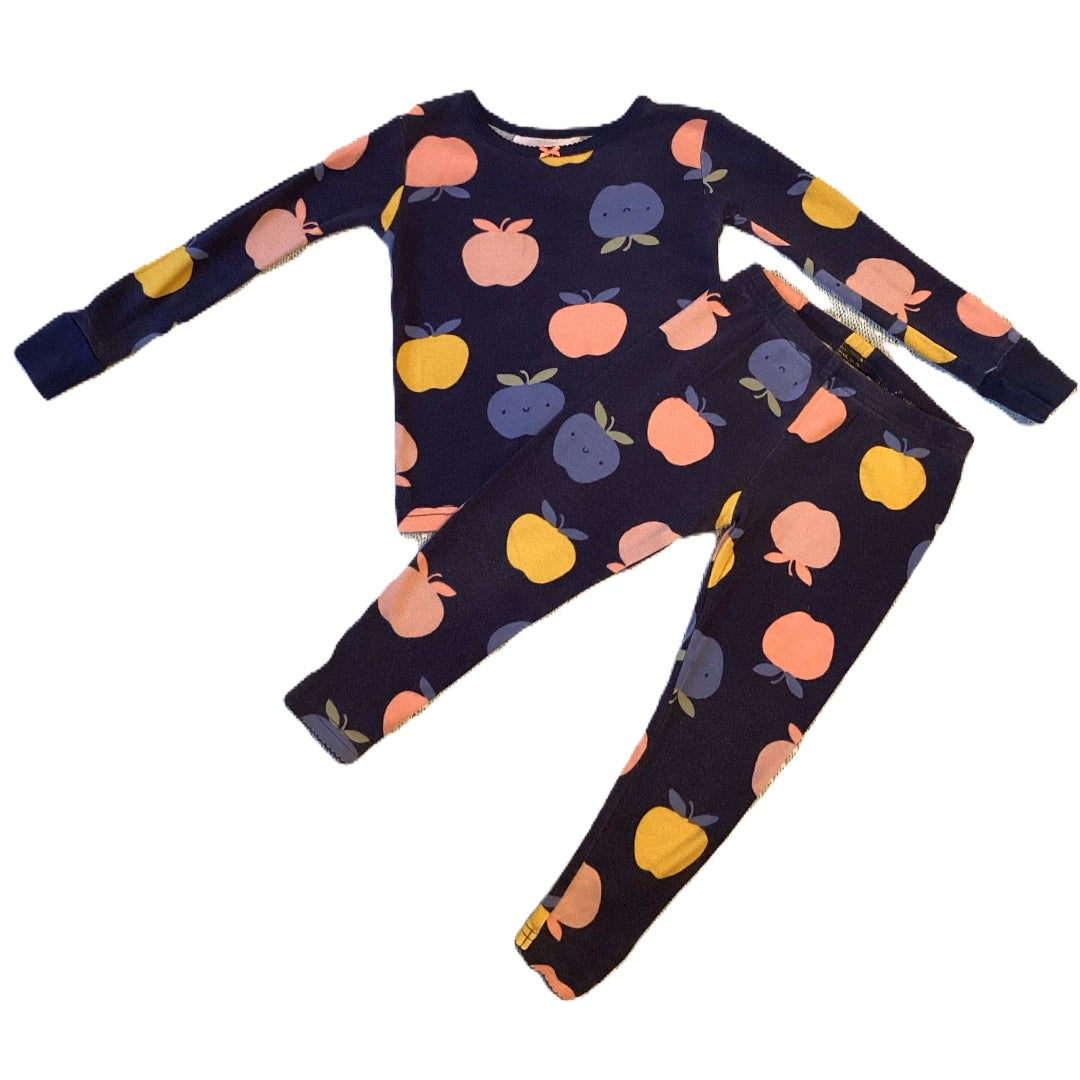 3T Girls Carter's Navy 2 Piece Pajamas w/Multicolored Apples