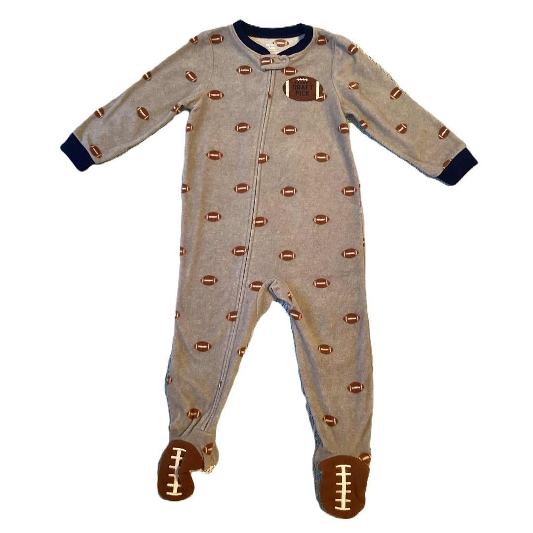 18-24 Boys Carter's Gray Fleece Sleeper w/Footballs