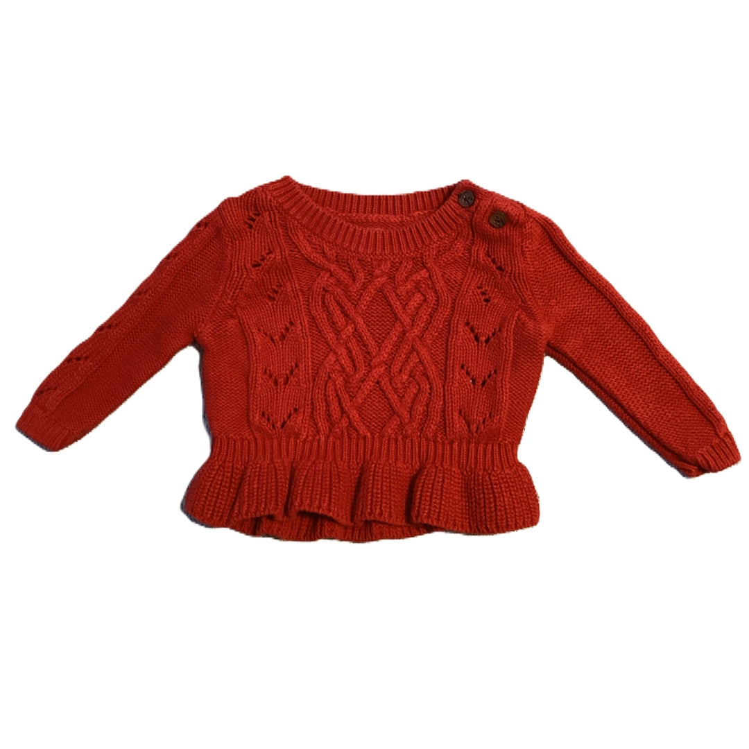 0-3 Girls Baby Gap Red Ruffle Bottom Sweater