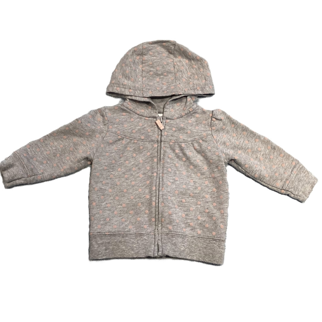 3-6 Girls Simple Joys Front Zip Sweatshirt w/Pink Polka Dots