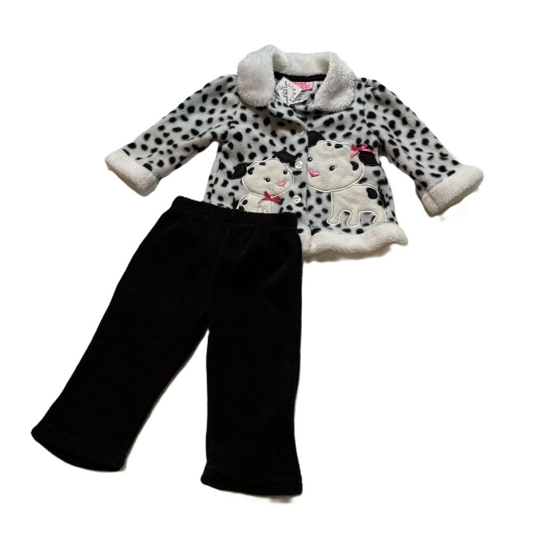 9-12 Girls Young Hearts Dalmation Fleece Jacket, Matching Fleece Pants