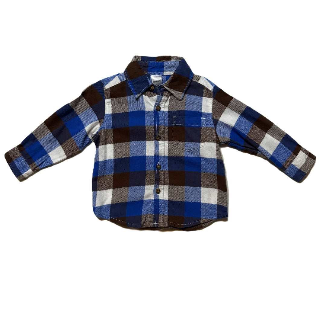 9-12 Boys Carter's Brown/Blue/White Flannel Shirt