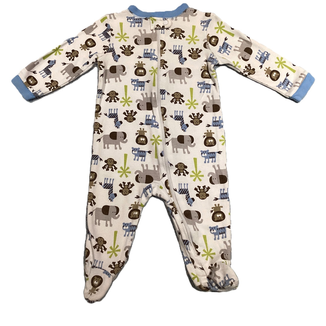 6-9 Boys Garanimals White Sleeper w/Jungle Animals