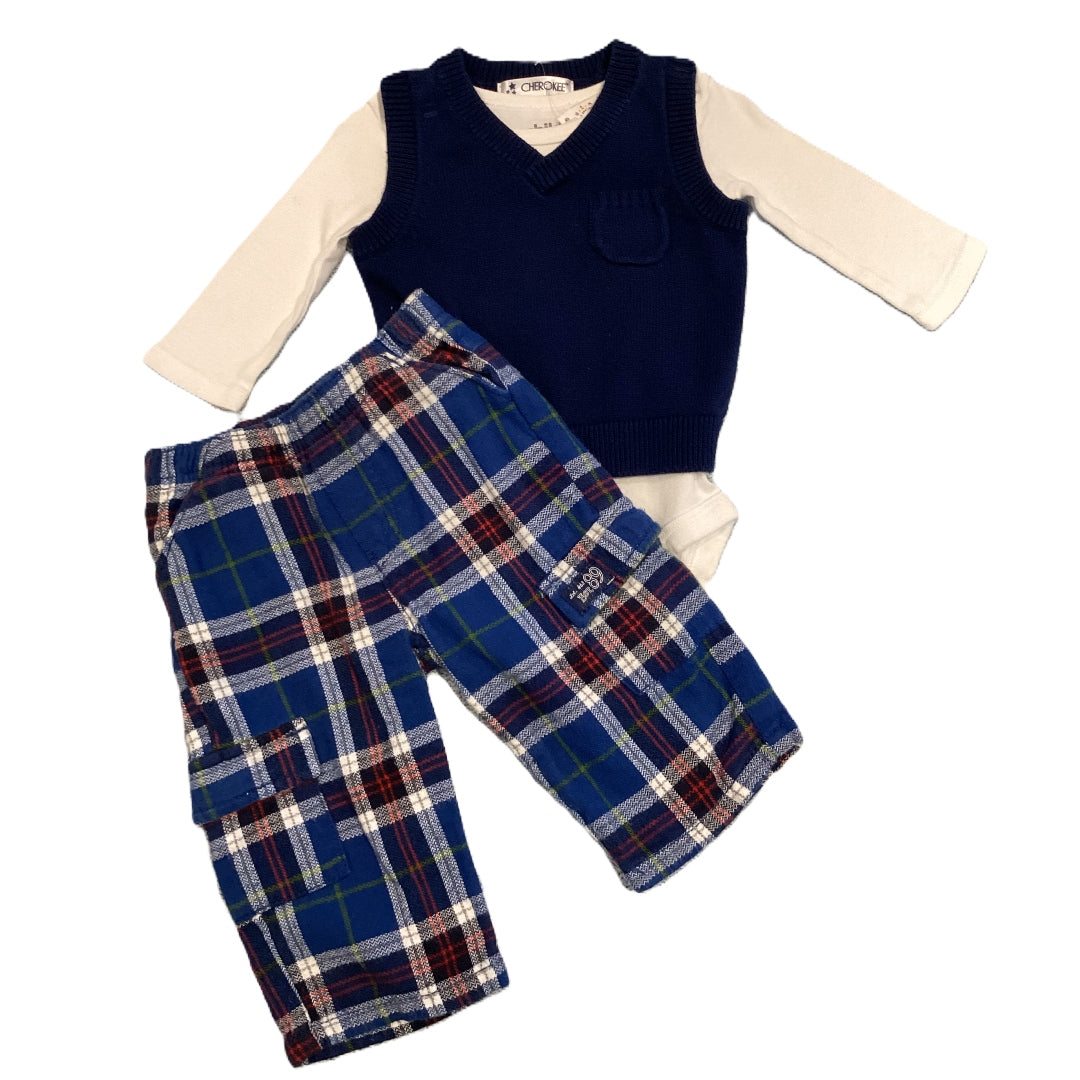 3-6 Boys Children's Place Long Sleeve Onesie, Cherokee Knitted Vest, Made with Love Pants