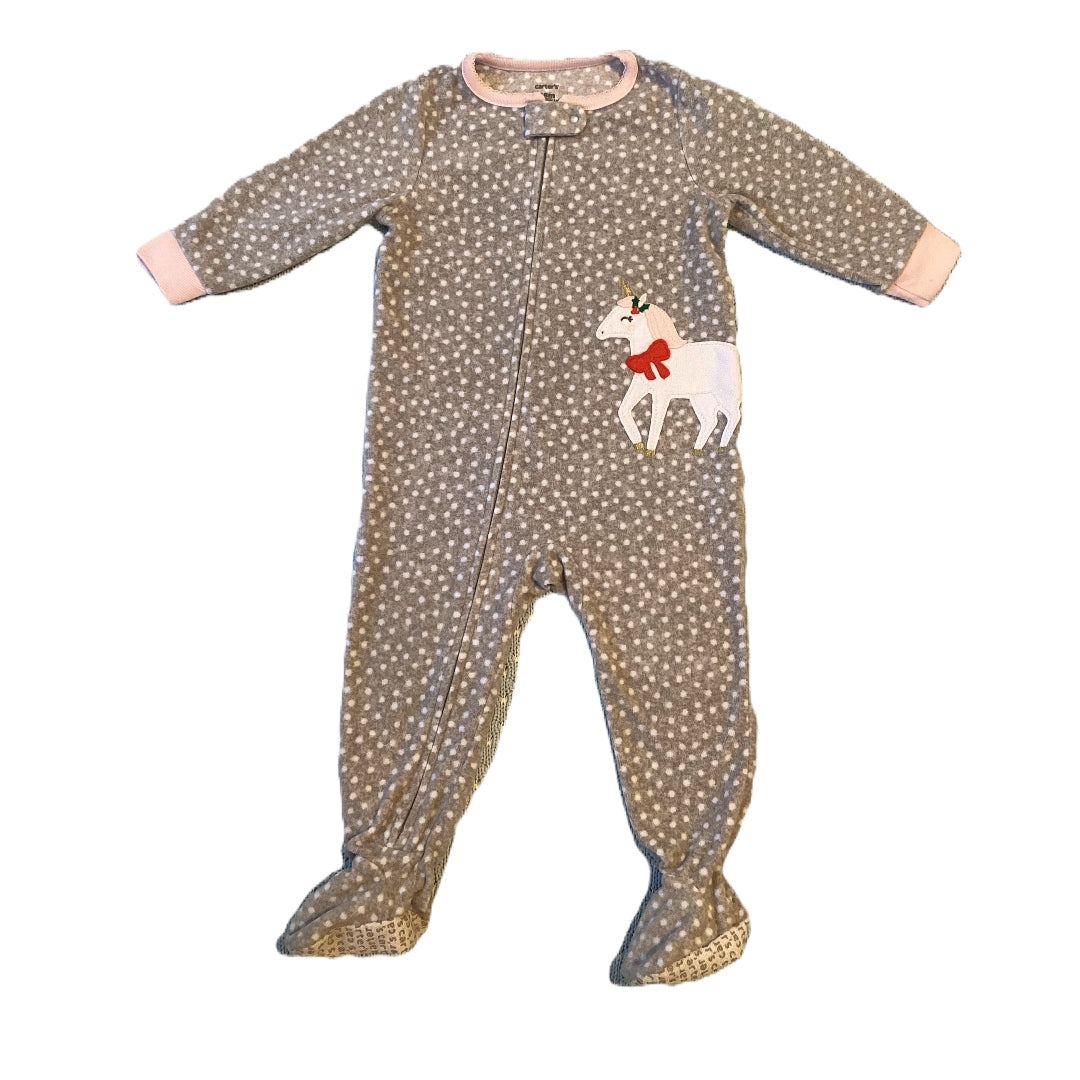 12-18 Girls Carter's Gray w/White Polka Dots & Winter Unicorn