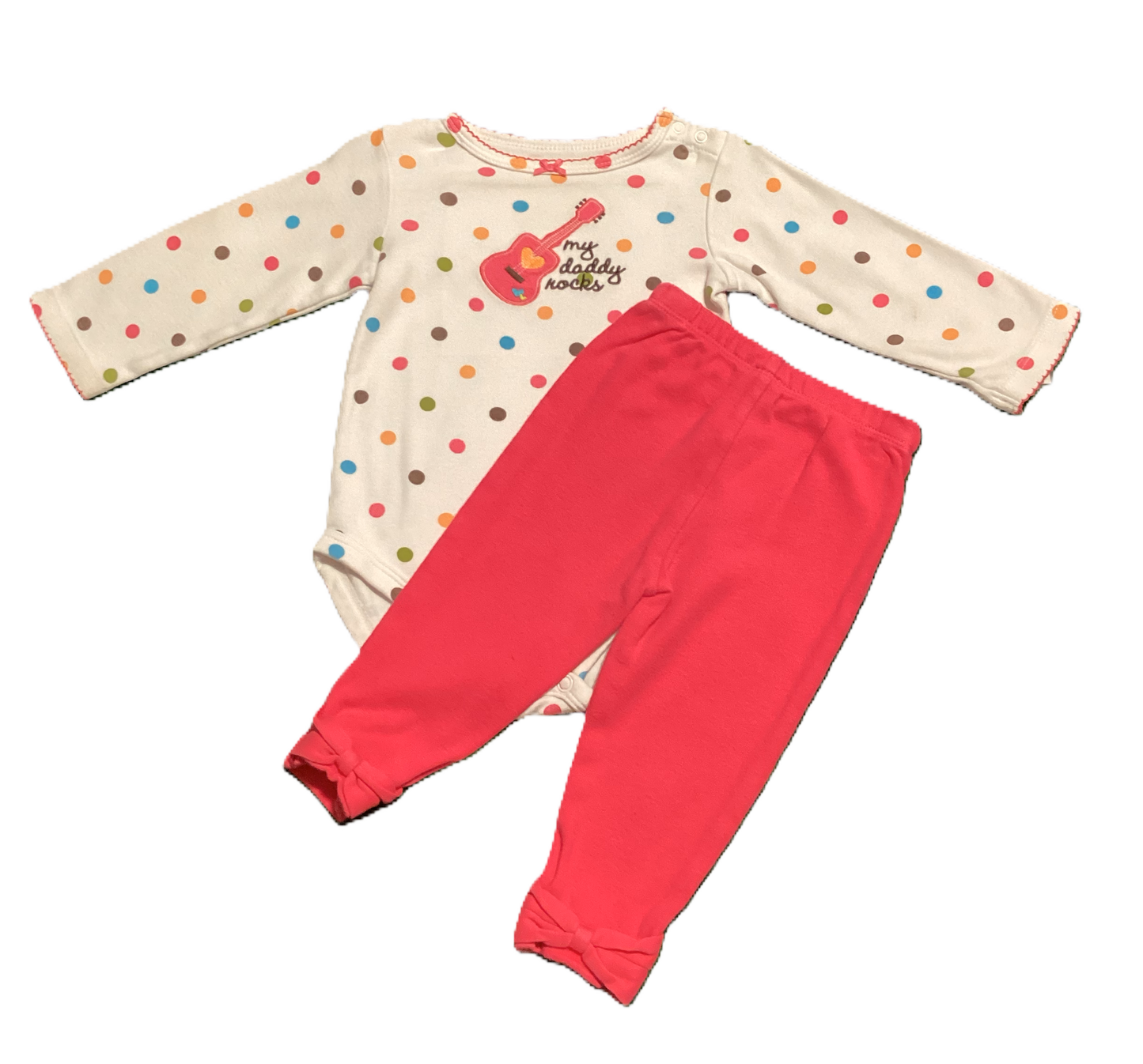 6-9 Girls Carter's My Daddy Rocks Polka Dot Onesie, Carter's Leggings