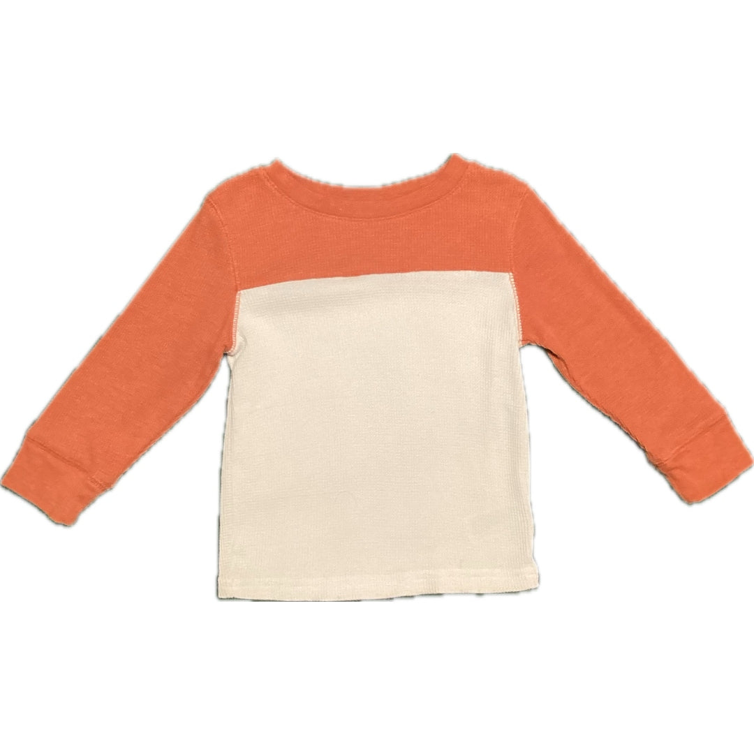 2T Boys Cat & Jack Orange and White Waffle Shirt