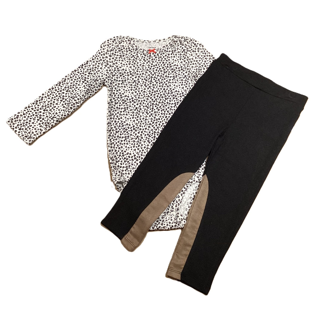 18-24 Girls Carter's Long Sleeve Animal Print Onesie, Bi-Colored Leggings