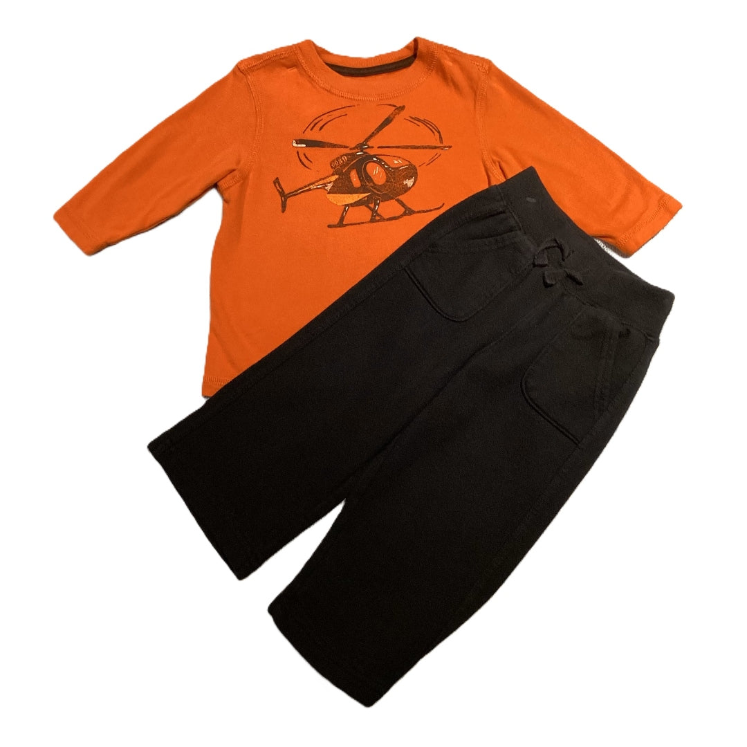 12-18 Boys Baby Gap Orange Long Sleeve w/Helicopter, Circo Sweatpants