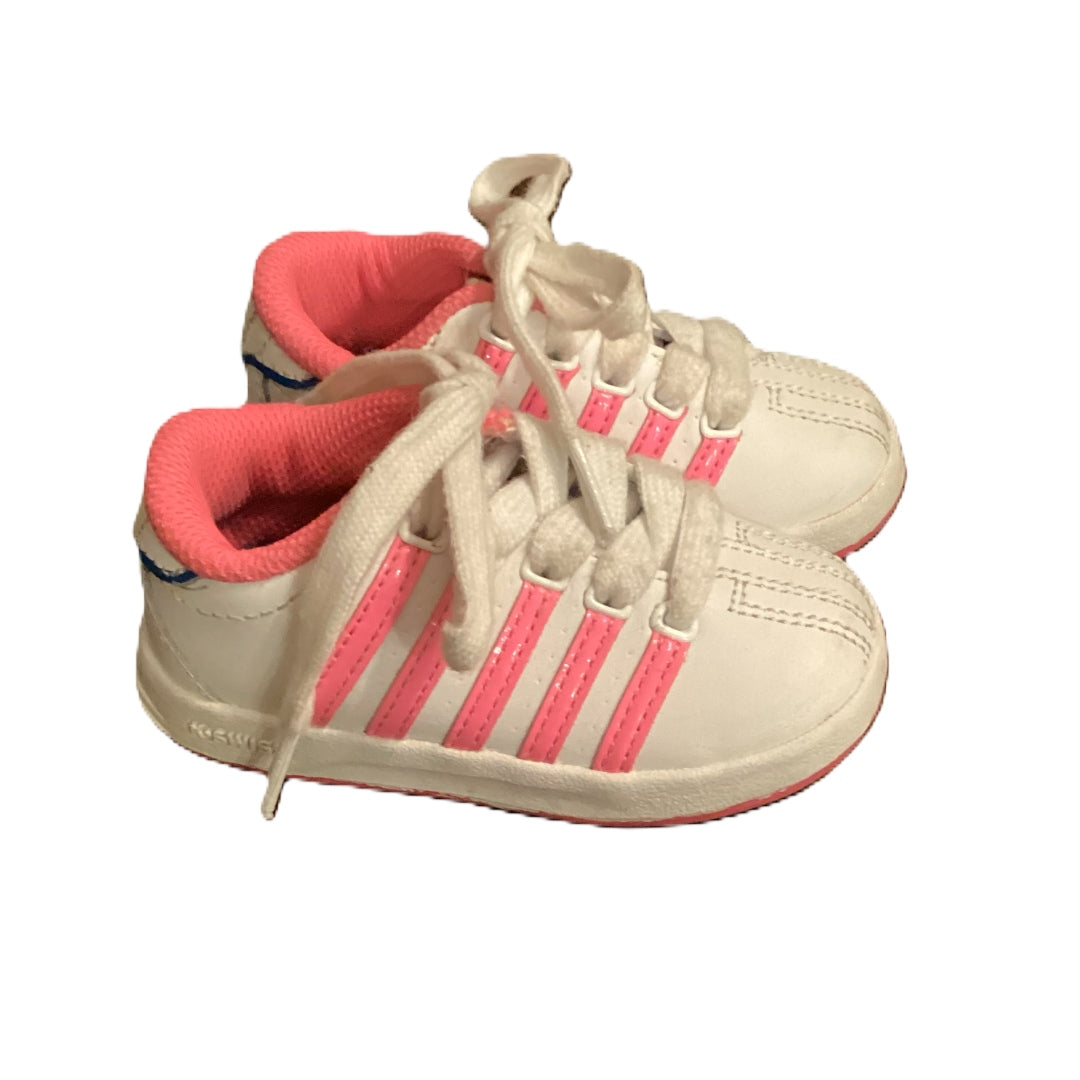 Size 5 K Swiss Sneakers w/Pink Stripes