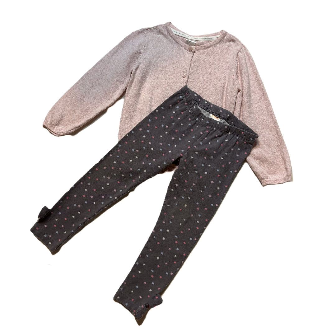 2T Girls H&M Lightweight Cardigan, Gymboree Polka Dot Leggings