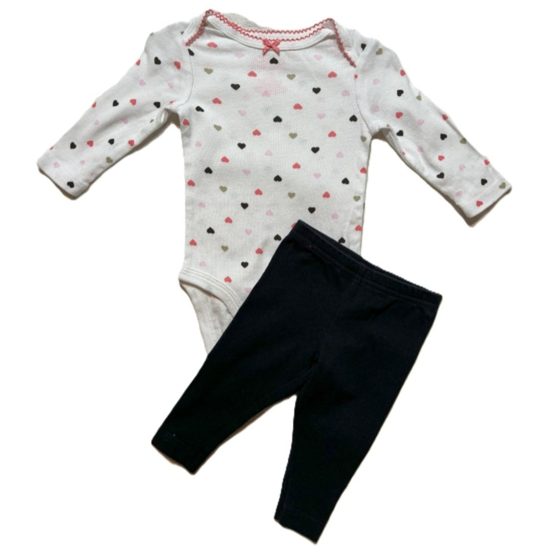 0-3 Girls Circo Hearts Onesie, Carter's Leggings