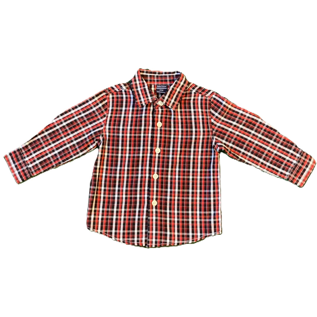 12-18 Boys Nautica Red/Black/White Button Down Shirt